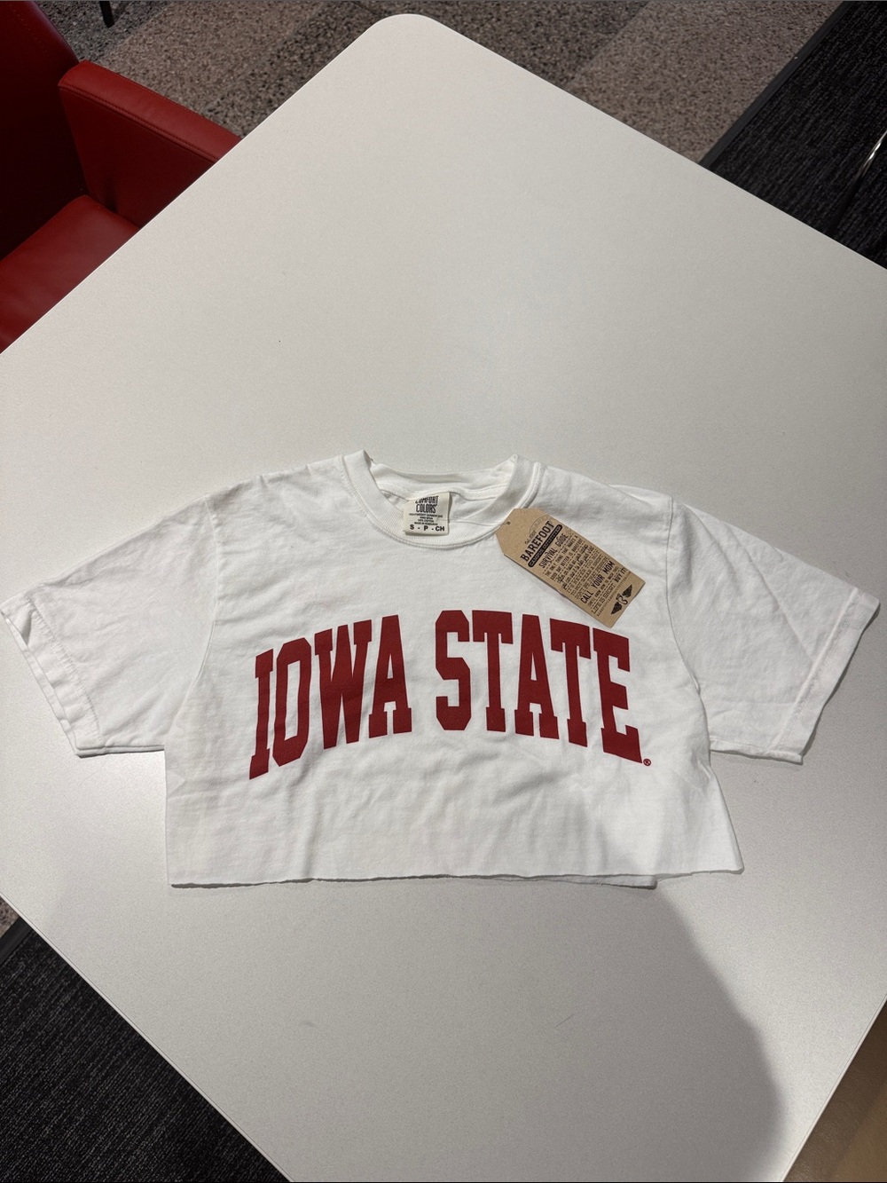 White & Red Cropped Tee
